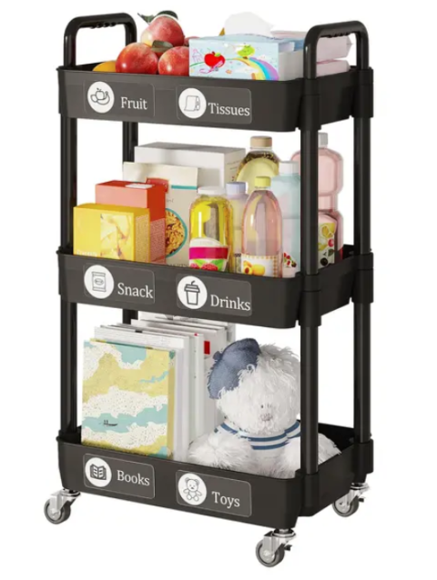 4-Tier Rolling Storage Cart with Lockable Casters, beauty trolly